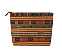 HDSKFNS Trousse de maquillage avec fermeture éclair pour femme Motif tissage africain Idéal pour un usage quotidien