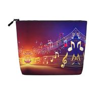 HDSKFNS Trousse de maquillage colorée avec imprimé notes de musique pour femme, trousse de maquillage de voyage avec fermeture éclair, idéale pour un usage quotidien et les voyages
