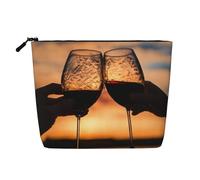 HDSKFNS Trousse de maquillage pour femme avec fermeture éclair Motif verre à vin rouge