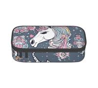 HDSKFNS Unicorn Design03 Trousse à crayons avec impression de licorne Grande capacité Idéal pour le travail et les voyages