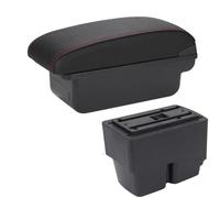 HDSNWG Boîte D'accoudoir avec Support Multifonctionnel, Coussin en PU, Accessoires De Modification Intérieure De Voiture pour Fiesta MK7 2009 - 2017(C1 Black Red NO USB)