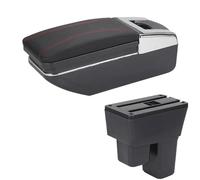 HDSNWG Boîte De Rangement Multifonctionnelle De Console Centrale De Style Décoratif De Voiture en Cuir D'unité Centrale pour Ajustement pour Jazz 2 2008-2013(C1 Black Red No USB)