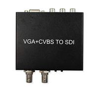 HDSUNWSTD Convertisseur VGA + CVBS vers SDI, VGA AV+R/L Audio vers SD/HD/3G SDI Box, deux ports de sortie SDI, avec adaptateur d'alimentation