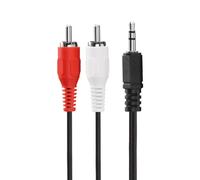 HDSupply AC030-025 Câble d'extension audio stéréo 2x fiche Cinch vers fiche 3,5 mm, design ultra mince, 2,50 m, noir