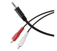HDSupply Câble jack vers RCA, 5,00m 3,5 mm Aux RCA câble audio, 3 pôles stéréo, câble adaptateur Y pour subwoofer, barre de son, TV, voiture, radio, smartphone, tablette, noir