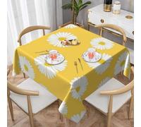 HDTVTV Aster Blanc Marguerite Jaune,Nappe, imperméable, Anti-poussière, résistante aux Plis, pour Table - 55 Pouces