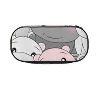 HDTVTV Bébés hippopotames Mignons Trousse à Crayons, étui à stylos, Sac à Crayons Portable avec Fermeture éclair, Trousse à cosmétiques