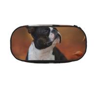 HDTVTV Boston Terrier Automne Bokeh Chiens Chiens Trousse à Crayons, étui à stylos, Sac à Crayons Portable avec Fermeture éclair, Trousse à cosmétiques
