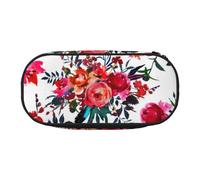 HDTVTV Bouquets Floraux Chics et Lumineux de Couleur Rouge Marine Trousse à Crayons, étui à stylos, Sac à Crayons Portable avec Fermeture éclair, Trousse à cosmétiques