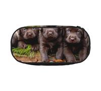 HDTVTV Chiots Labrador Brown Little Puppies Famille Trousse à Crayons, étui à stylos, Sac à Crayons Portable avec Fermeture éclair, Trousse à cosmétiques