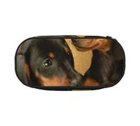 HDTVTV Chiots teckels Animaux de Compagnie Chiens Petit Teckel Trousse à Crayons, étui à stylos, Sac à Crayons Portable avec Fermeture éclair, Trousse à cosmétiques