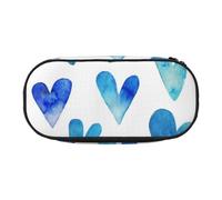HDTVTV Coeur Bleu élégant Romantique Unique Trousse à Crayons, étui à stylos, Sac à Crayons Portable avec Fermeture éclair, Trousse à cosmétiques