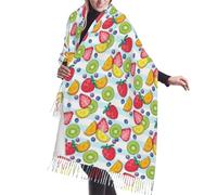 HDTVTV Écharpe à pompons en imitation cachemire, idéale pour le printemps, l'automne et l'hiver, chaude et douce, effet couverture-écharpe à pompons. Parfum frais frais fraise, orange et citron.