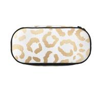 HDTVTV Élégant guépard léopard Blanc doré Trousse à Crayons, étui à stylos, Sac à Crayons Portable avec Fermeture éclair, Trousse à cosmétiques
