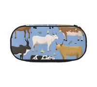 HDTVTV Ensemble de taureaux et de Vaches, Animaux de Ferme, bovins, mammifères Trousse à Crayons, étui à stylos, Sac à Crayons Portable avec Fermeture éclair, Trousse à cosmétiques