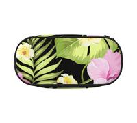 HDTVTV Fleurs Roses Tropicales et Palmiers de la Jungle Trousse à Crayons, étui à stylos, Sac à Crayons Portable avec Fermeture éclair, Trousse à cosmétiques
