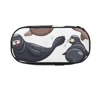 HDTVTV Illustration de phoques Lion de mer Trousse à Crayons, étui à stylos, Sac à Crayons Portable avec Fermeture éclair, Trousse à cosmétiques