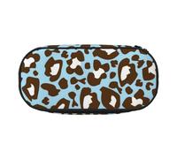 HDTVTV Imprimé Animal tacheté léopard Bleu et Marron Trousse à Crayons, étui à stylos, Sac à Crayons Portable avec Fermeture éclair, Trousse à cosmétiques