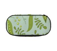 HDTVTV Les Pois Verts laissent des Feuilles Bleues Trousse à Crayons, étui à stylos, Sac à Crayons Portable avec Fermeture éclair, Trousse à cosmétiques