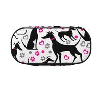 HDTVTV Lévriers et cœur de Patte Trousse à Crayons, étui à stylos, Sac à Crayons Portable avec Fermeture éclair, Trousse à cosmétiques
