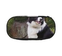 HDTVTV Mauvais Chien Border Collie Trousse à Crayons, étui à stylos, Sac à Crayons Portable avec Fermeture éclair, Trousse à cosmétiques