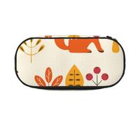 HDTVTV Motif d'automne avec Hibou, Renard, écureuil, Oiseaux et imprimé Animal Trousse à Crayons, étui à stylos, Sac à Crayons Portable avec Fermeture éclair, Trousse à cosmétiques