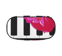 HDTVTV Musique Abstraite pour Piano et Roses Rouges Trousse à Crayons, étui à stylos, Sac à Crayons Portable avec Fermeture éclair, Trousse à cosmétiques