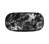 HDTVTV Pierre de marbre Noir, Argent, Graphite et Gris Trousse à Crayons, étui à stylos, Sac à Crayons Portable avec Fermeture éclair, Trousse à cosmétiques