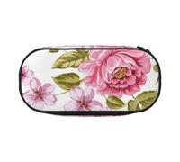 HDTVTV Pivoines Rose Paille Trousse à Crayons, étui à stylos, Sac à Crayons Portable avec Fermeture éclair, Trousse à cosmétiques