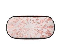 HDTVTV Rose Rose Or Blush Traits d'or Rayures Brillance Trousse à Crayons, étui à stylos, Sac à Crayons Portable avec Fermeture éclair, Trousse à cosmétiques