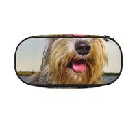 HDTVTV Schnauzer Pelouse Animaux Chiens Gris Chnauzer Trousse à Crayons, étui à stylos, Sac à Crayons Portable avec Fermeture éclair, Trousse à cosmétiques