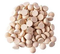 Hduacuge 100 PièCes 20 Mm Demi-Perles en Bois, Boules de Bois Rondes Naturelles Fendues InachevéEs Perles en Vrac pour Bricolage Artisanat NoëL
