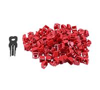 Hduacuge 100 PièCes SéRies Rouge RJ45 Port Ethernet LAN Hub Anti-PoussièRe Bouchon Bouchon Protecteur de Blocage avec Serrure et Clé PropriéTaires