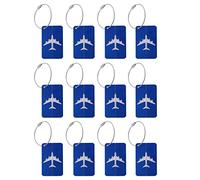 Hduacuge 12PCS Métal Creux Étiquettes à Bagages Étiquettes Colorées Valise Carte Étiquettes à Bagages Voyage IdTags (Bleu)
