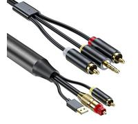 Hduacuge Câble Audio Numérique/Optique et Coaxial vers Analogique L/R et Câble Audio Stéréo AUX 3,5 mm Noir 3 mètres/10 pieds