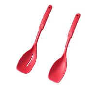 Hduacuge CuillèRe de Cuisson en Silicone, Ensemble de CuillèRes Solides et Fendues AntiadhéSives avec Bol Profond et Marque de Mesure, Ustensiles de Cuisine Rouge