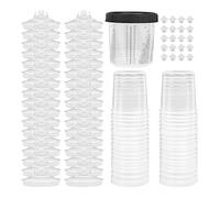 Hduacuge Ensemble de Gobelets PulvéRisateurs Jetables de 20 Oz (600 Ml), 50 Doublures, 50 Couvercles, 1 Gobelet Rigide, 20 Bouchons avec Anneau de Retenue pour Voitures