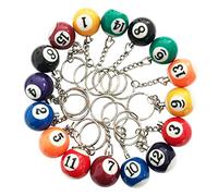 Hduacuge Ensemble de Porte-CléS de Boule de Billard Coloré 16 PièCes SéRies, Mini Boules de Porte-CléS Magiques Accessoires de ChaîNes de Billard de Billard de Eightball