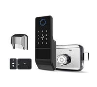 Hduacuge ÉTanche Tuya Wifi Serrure de Porte Intelligente Mot de Passe NuméRique Double Empreinte Digitale Serrure de Jante éLectronique pour Porte de Porte en Fer ExtéRieure