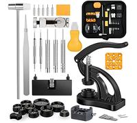 Hduacuge Kit de Réparation de Montre en Métal + Outil de Presse de Montre, Kit D'Outils de Remplacement de Batterie de Montre, Kit D'Outils de Montre avec Outil de Retrait de Lien de Montre