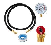Hduacuge Kit de Valve de RéServoir D'Air avec ManomèTre, Livré avec ManomèTre de 2 Pouces 1/8" NPT, Tuyau D'Air de 4 Pieds 1/4" Bouton Collecteur de RéServoir D'Air