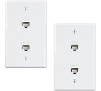 Hduacuge Lot de 2 Plaques Murales Ethernet 2 Ports, Prise Murale Cat6 Vers RJ45 Coupleur Prise Murale, Blanc