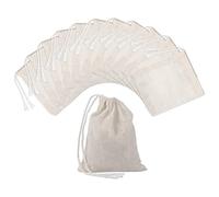 Hduacuge Lot de 50 en Coton avec Cordon de Serrage, en Mousseline, Sachets de Thé (4X3 Poues)