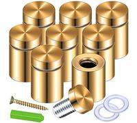 Hduacuge Lot de 8 Vis D'Entretoise 3/4 X 6/5 Pouces Or Signe Entretoises Suspendus Acrylique Cadre Photo Publicité Vis Kit