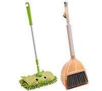 Hduacuge Outils de Nettoyage MéNagers pour Enfants, 3 PièCes SéRies Petite Vadrouille Petite Pelle à PoussièRe, Ensemble D'Aide à L'Entretien MéNager (3 PièCes)