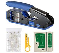 Hduacuge Testeur de Câble RéSeau Kit D'Outils de Sertissage RJ45 CAT5 CAT5E CAT6 Kit D'Outils de Sertissage, 50 PièCes RJ45 CAT6 Connecteur