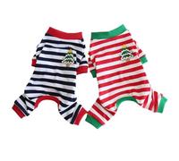 Hdwk&Hped Pyjama en coton doux pour chien pour toutes les saisons, combinaison à rayures unies pour petit chien, chat, chiot, 3 styles (style de Noël, #5)