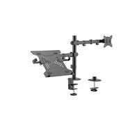 HDWR SolidHand-AL01M01 Support pour Moniteur et Ordinateur Portable, Double écran, Support pour Moniteur 17"-32", Inclinaison Réglable ±90°, Noir Mat, écran LCD/LED, 95,9 x 31,9 x 56,1 cm