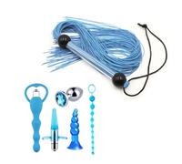 Hdynasty Cravache Extensible en Silicone à Glands, cravache Polyvalente pour Chevaux, Longueur approximative de 51 cm (Bleu, Cravache + Set)