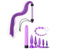 Hdynasty Cravache Extensible en Silicone à Glands, cravache Polyvalente pour Chevaux, Longueur approximative de 51 cm (Violet, Cravache + Set)